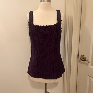 White House Black Market Purple Damask Paisley Tank Top